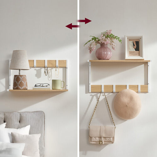 Set 2 nástěnných poliček, mdf, béžová, ABP-E1083 WT