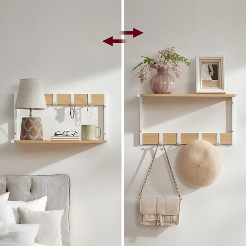 Set 2 nástěnných poliček, mdf, béžová, ABP-E1083 WT