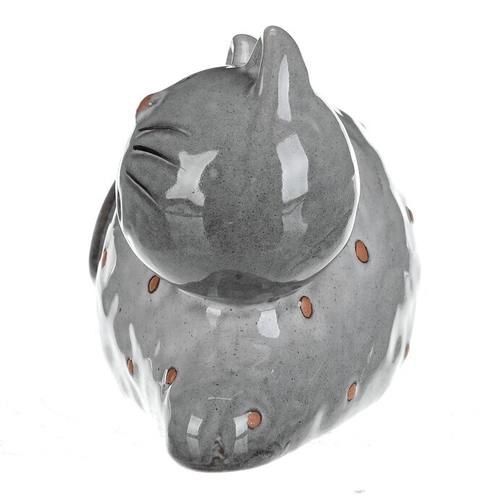 Kočka - keramická figurka, ležící, vel. M, šedá
