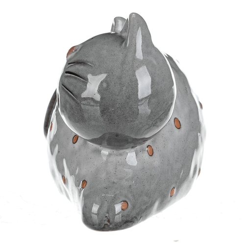 Kočka - keramická figurka, ležící, vel. M, šedá