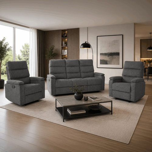 Sedací souprava, polohovací, šedá, látka, ASD-C5980 GREY2