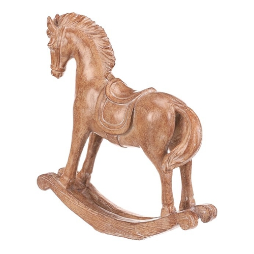 Koník houpací - 15 cm, polyresin, imitace dřeva