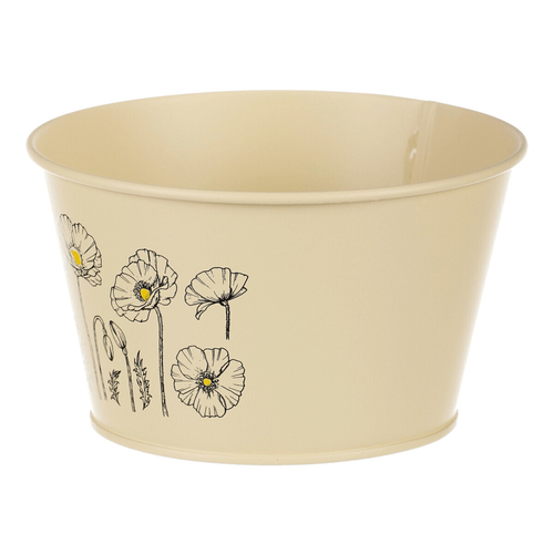 Obal kovový - nízký, motiv kvetoucího máku, žlutý