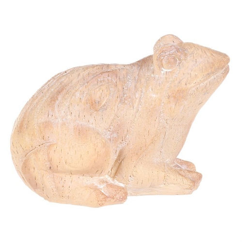 Žába - figurka z polyresinu, menší, imitace dřeva