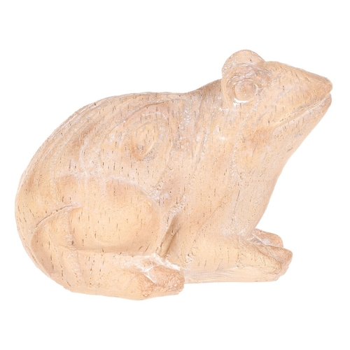 Žába - figurka z polyresinu, menší, imitace dřeva