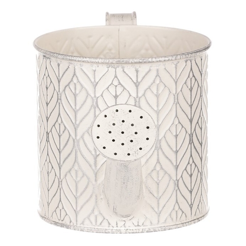 Obal kovový - tvar konve, stříbrný vzor, barva krémová