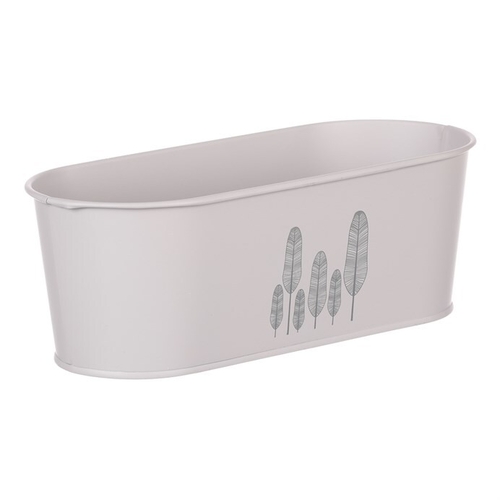 Obal kovový - truhlík s peříčky, barva šedá