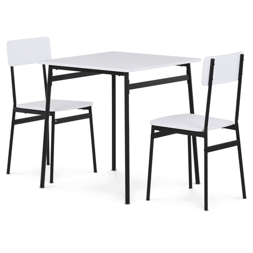 Jídelní set s 2 židlemi, 70x70x76cm, mdf, bílá, AUT-O2121 WT