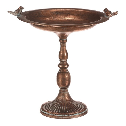 Stojan kovový - 46 cm, aranžovací, s ptáčky, měděný