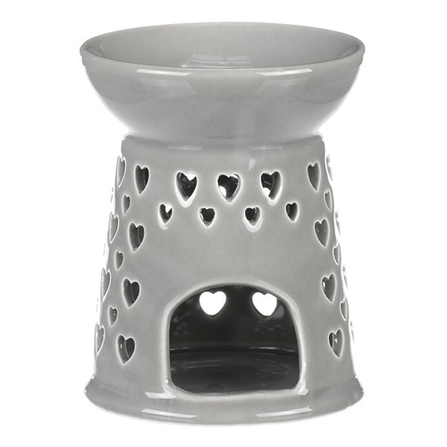 Aromalampa - porcelánová, se srdíčky, barva šedá