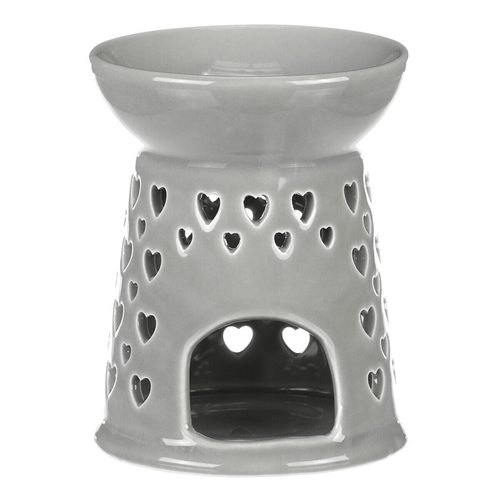 Aromalampa - porcelánová, se srdíčky, barva šedá