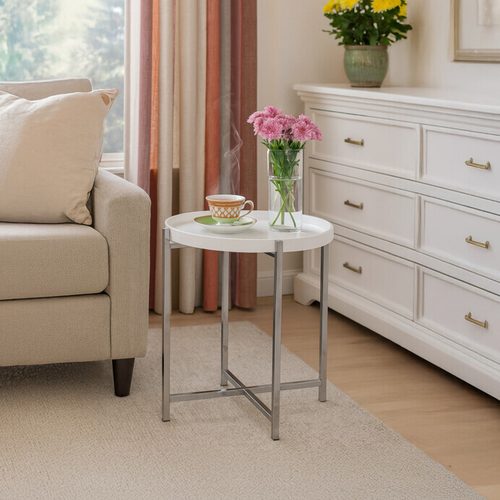 Odkládací stolek 50x50x50cm, dřevo, bílá, 80135-12 WT