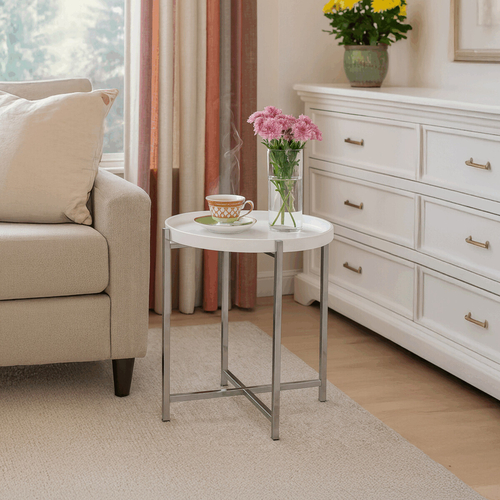 Odkládací stolek 50x50x50cm, dřevo, bílá, 80135-12 WT