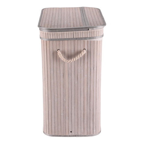 Koš prádelní - bambusový, s víkem, šedý