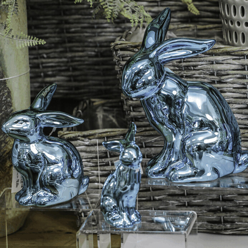 Zajíc - figurka z porcelánu, vysoký lesk, vel. S, barva modrá