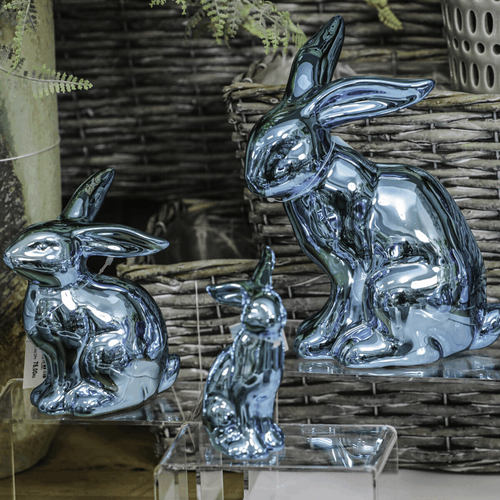 Zajíc - figurka z porcelánu, vysoký lesk, vel. S, barva modrá