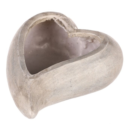 Obal květinový pietní  - tvar srdce, polyresin, šedý