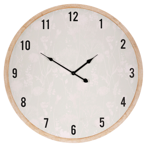Hodiny nástěnné - pr. 58 cm, MDF, jemný květinový vzor