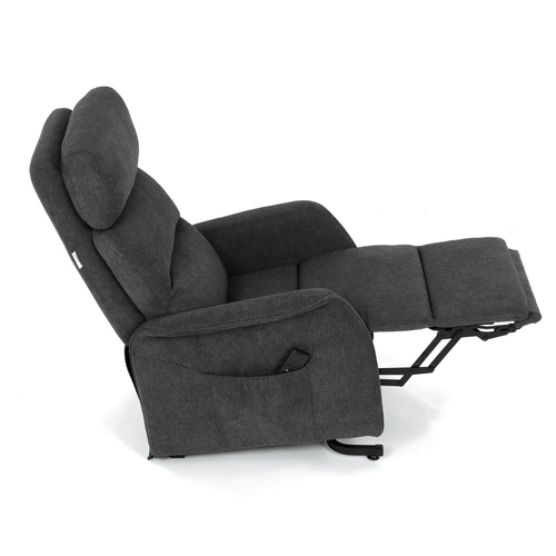 Polohovací křeslo, elektrické kabelové ovládání, šedá, látka, TV-L8960 GREY2