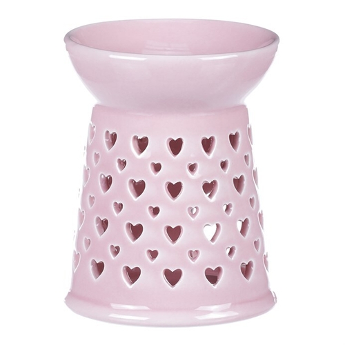 Aromalampa - porcelánová, se srdíčky, barva růžová