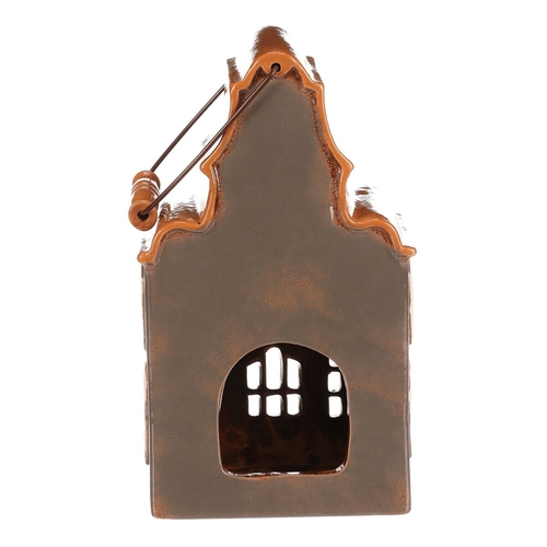 Domeček keramický - patrový, na čajovou svíčku, šedý