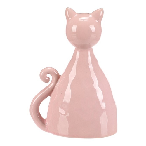 Kočka - keramická figurka, dekor květin, vel. L, růžová
