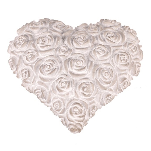 Srdce s růžemi - betonové, šedé