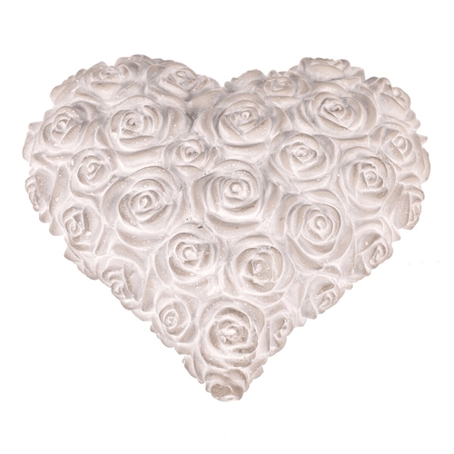 Srdce s růžemi - betonové, šedé