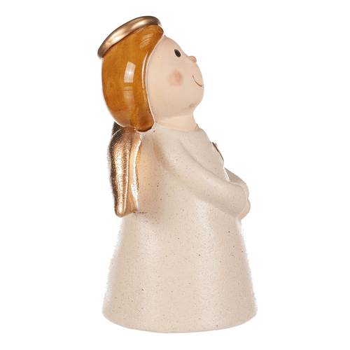 Anděl - keramická figurka, krémová se zlatými křídly