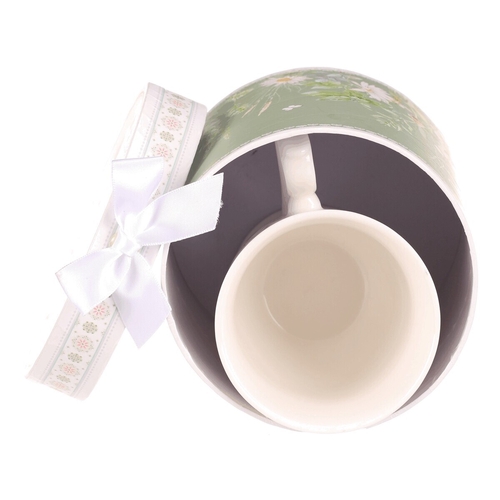 Hrnek malovaný - porcelán, dárková dóza, motiv rozkvetlé louky