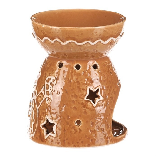 Aromalampa perníková - keramika, se sněhulákem, hnědá
