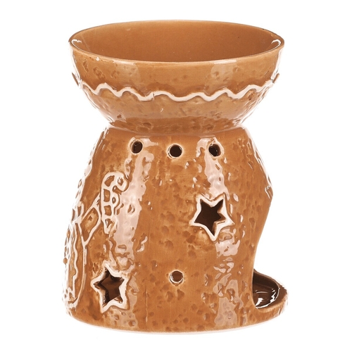 Aromalampa perníková - keramika, se sněhulákem, hnědá