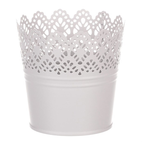 Obal kovový - kulatý, krajkový okraj, barva šedá