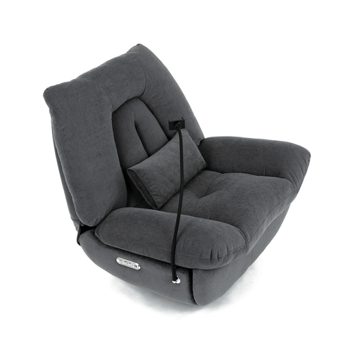 Polohovací křeslo, elektrické zabudované ovládání, šedá, látka, TV-7089 GREY2