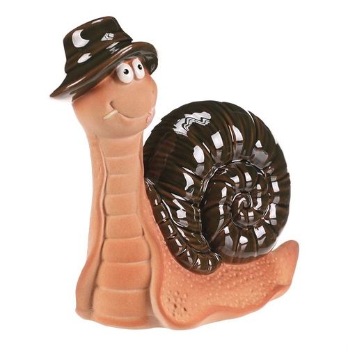 Šnek - keramická figurka, vel. XS, zelená ulita
