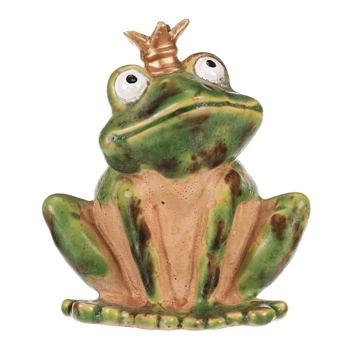 Žába s korunkou - keramická figurka, vel. S, zelená