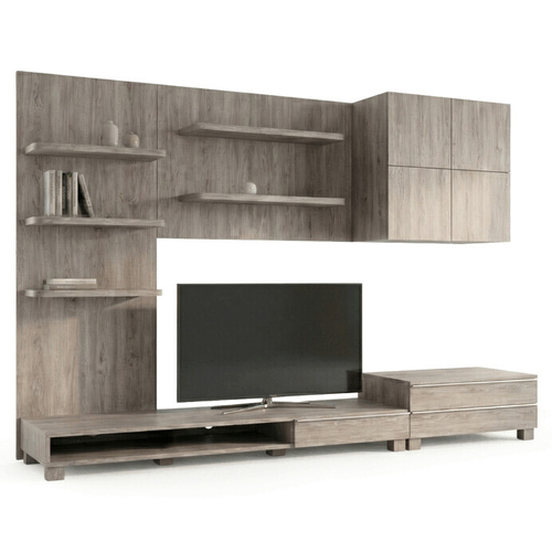 Obývací stěna 300x59x210cm, mdf, hnědá, 9HQ08