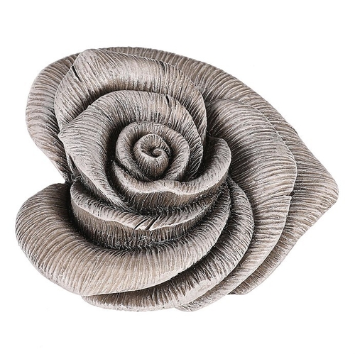 Květ růže ve tvaru srdce - polyresin, šedý