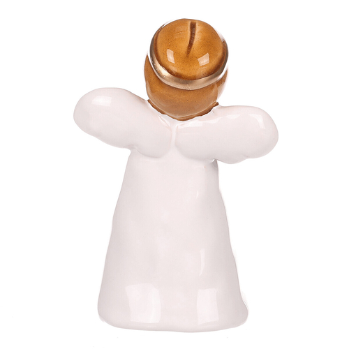 Anděl - keramická figurka, bílá se zlatým srdcem