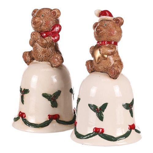Zvonek s medvídkem - porcelán, mix 2 druhů, cena za 1 ks