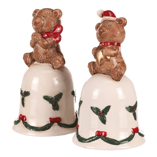 Zvonek s medvídkem - porcelán, mix 2 druhů, cena za 1 ks