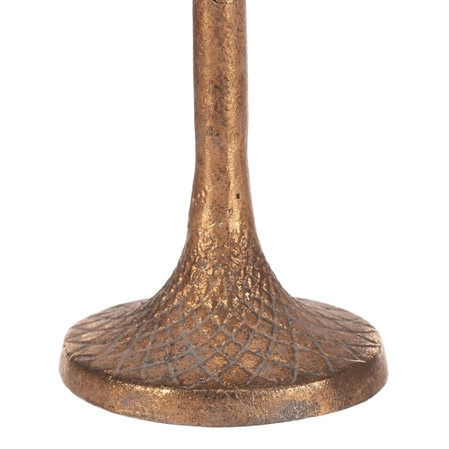Svícen kovový - výška 33,5 cm, s mašlí, na kónickou svíčku, zlatý