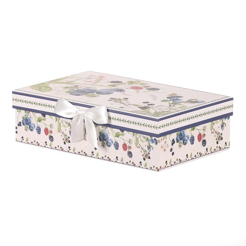 Hrneček s podšálky po 2 kusech - dárkový set, porcelán, bílý s lesními plody