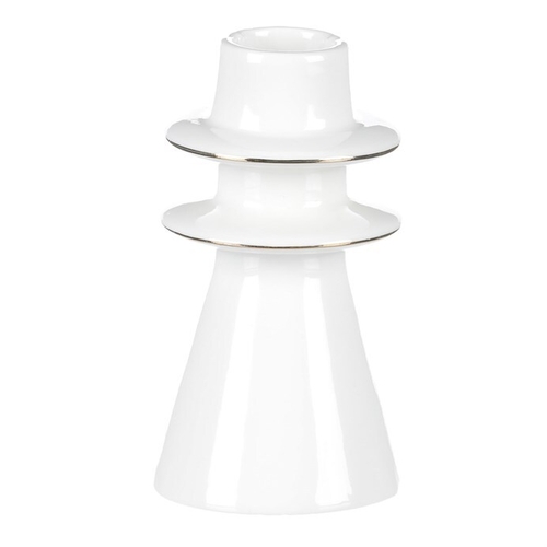 Svícen na kónickou svíčku - porcelán, vysoký, bílý