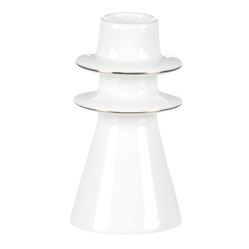 Svícen na kónickou svíčku - porcelán, vysoký, bílý