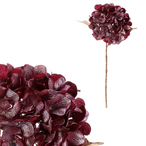 Hortenzie - umělá řezaná, červená s pozlacením