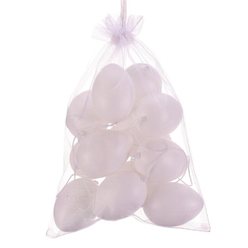 Vajíčka umělá - 6 cm, závěsná, bílá, cena za balení (12 ks)