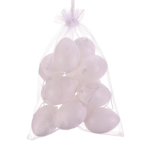 Vajíčka umělá - 6 cm, závěsná, bílá, cena za balení (12 ks)