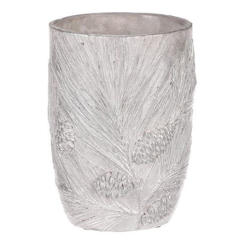 Váza betonová - vzor borovice, barva stříbrná