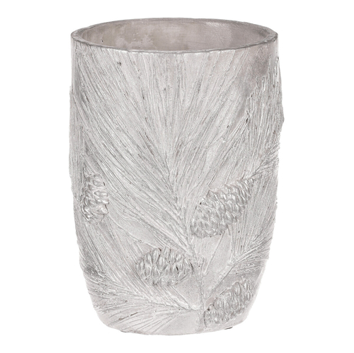 Váza betonová - vzor borovice, barva stříbrná